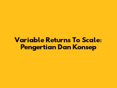 Variable Returns To Scale: Pengertian Dan Konsep